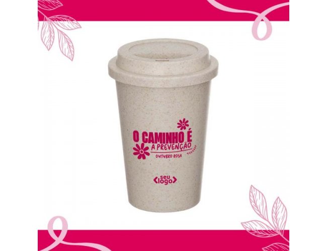 Copo Em Fibra De Bambu Com Tampa - 450Ml